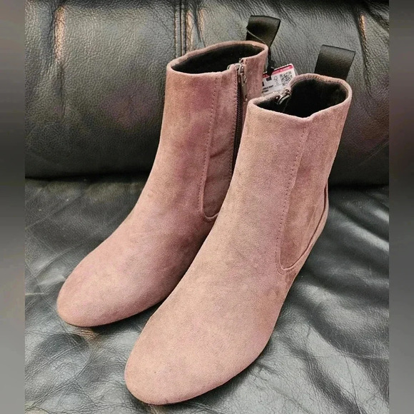 Zara Faux Suede Ankle Booties  Chesnut Size 7 US Zipper NWT - Picture 2 of 9